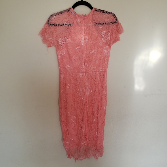 Pink Lace Dress with Cap Sleeves - Picture 5 of 7